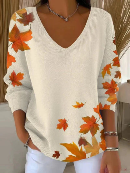 Violette | Pull à motif feuilles pour femme