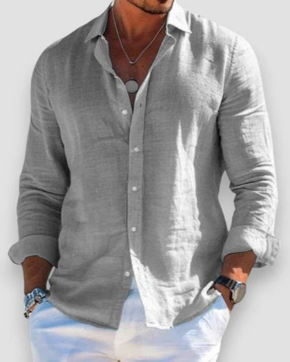 Louis | Chemise décontractée en lin à manches longues pour homme