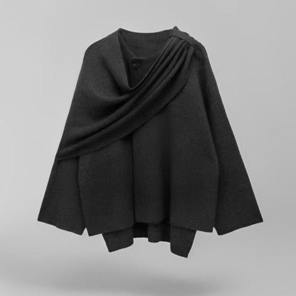 Lison | Poncho asymétrique à col drapé pour femme