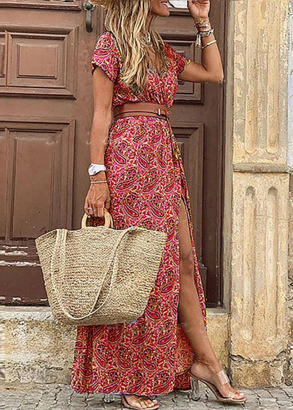 Claire | Robe longue fleurie à fente latérale